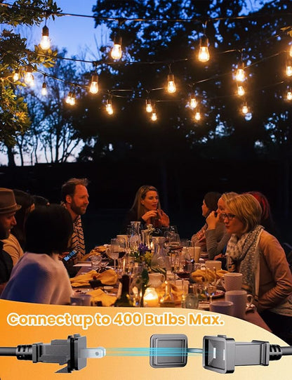 Svater Outdoor String Lights 150FT, E26 Socket, 48pcs S14 Shatterpoof Bulbs, 1 Watt Dimmable 2700K Warm White, IP65 Waterproof Commercial Grade Patio Lights（3 Pack X 50FT）