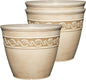 Classic Home and Garden Corinthian Round Planter, 8", Desert Tan (3 Pack)