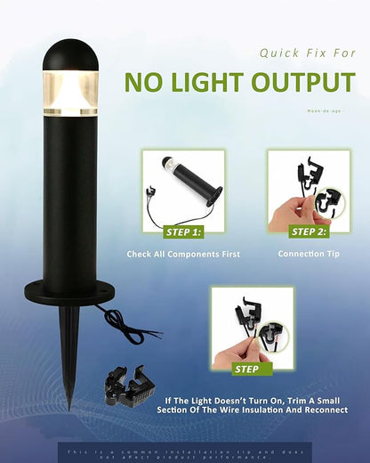 12 Pack Low Voltage Landscape Pathway Lights Wired, Outdoor Modern 12V LED Bollard Lights for Driveway Garden Walkway Yard Lawn (Included Connector), 2700K Warm White Waterproof, Black