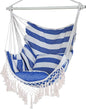 Hammock Chair, Hanging Rope Swing Seat with 2 Cushions,Macrame Hanging Chair Side Pocket with High Load-Bearing Metal Rod,for Indoor, Outdoor, Extra Comfortable