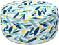 LVTXIII Outdoor/Indoor Inflatable Stool Ottoman, All Weather Patio Footrest Pouf, Portable Round Ottoman for Patio Garden, Camping or Home, D21xH9 Inches, Blue Leaves