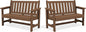 SERWALL Outdoor Bench, HDPE Outdoor Benches Weatherproof, 2-Person Garden Bench with 660 lbs Weight Capacity, Patio Benches for Outdoors, Garden, Porch, Backyard and Park, Brown, 2 Pack