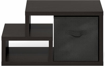 Furinno Viola Storage Shelf, Storage Rack with Bin, Book Shelf, Bookshelf, Display Rack, with Bin Drawers, for Organization, Living Room, Home Office, Black Dark Oak