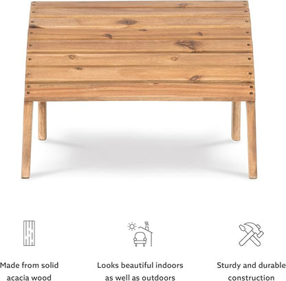 Linon Home Dcor Linon Adirondack Woodstock Ottoman, Teak Stain, Acorn, 21.6"W x 21.06"D x 13.7"H