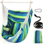 Chihee Hammock Chair Hanging Swing Max 500 Lbs 2 Cushions Included Metal Spreader Bar with Anti-Slip Grooves Portable Hanging Chair Side Pocket Large Macrame Bohemian Chair Indoor Outdoor