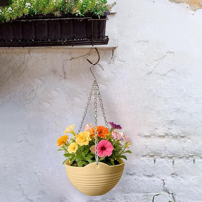 8 Pack 8 Inch Plastic Self Watering Hanging Planters,Colorful Hanging Basket Planter with Drainer and Metal Chain,Garden Flower Plant Pot Container for Indoor Outdoor Plants,8 Colors