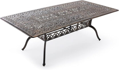 Outdoor Patio Dining Table - All-Weather Cast Aluminum 87" x 28.5“ Patio Rectangular Table with 2" Umbrella Hole for Balcony Lawn Garden Backyard