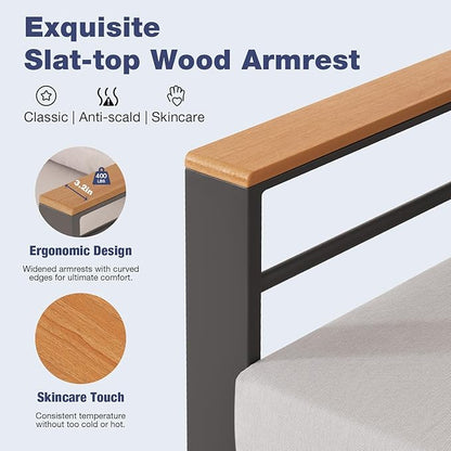 Aoxun Aluminum Patio Furniture Set with Umbrella 7 Seats, Oversized Outdoor Sectional with Washable Thick Cushions, Coffee Table and Waterproof Cover, Patio Conversation Sets for Porch, Balcony, Deck