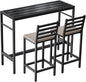 Outdoor Patio Bar Set 3 Piece,50" Rectangular Counter Height High Top Bar Tables, 2 Cushioned 41" Bar Stools, Metal Bar Table and Chairs Set for Poolside, Balcony, Backyard, Porch