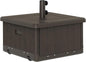 Outsunny 3-in-1 Outdoor Umbrella Base, Coffee End Table, Planter Box with Drain Hole, 175 lbs. Capacity Heavy Duty Fillable Patio Umbrella Stand Table with Wheels and Handles for Deck, Poolside, Brown