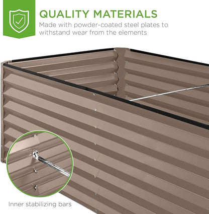 Best Choice Products 6x3x2ft Outdoor Metal Raised Garden Bed, Deep Root Box Planter for Vegetables, Flowers, Herbs, 269 Gallon Capacity, 100% Non Toxic Materials - Taupe