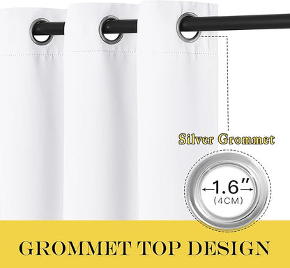 NICETOWN Room Darkening White Curtain for Bedroom - Window Treatment Thermal Curtain Grommet Light Blocking Sound Reducing Drape Privacy for Cafe/Kitchen (1 Panel, W66 x L54)