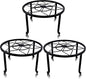 yosager 3 Pack Metal Plant Stands for Flower Pot, Heavy Duty Black Iron Potted Stand Holder, Indoor Outdoor Rustproof Metal Planter Container Round Supports Display Rack for Home & Garden Decor