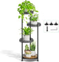 4 Tier Plant Stand Indoor Outdoor, Metal Flower Pot Shelf Holder Clearance, Tall Corner Rack for Multiple Plants, Modern Organizer Display for Patio Orchid Office Porch Living Room Garden, Black