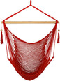 JoyView Hammock Chair with Spreader Bar Caribbean Hammock Swing Chair 300 LBS Weight Capacity XL Rope Hanging Chair for Outdoor Indoor Garden Yard - Red