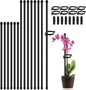 Plant Stakes 17inch &11inch SupKing Adjustable Length Plant Support Stake 16Pcs Orchid Sticks with Clips for Indoor Outdoor,Garden Poles for Potted Tomato Amaryllis Vegetables with 20 Ties (Black)