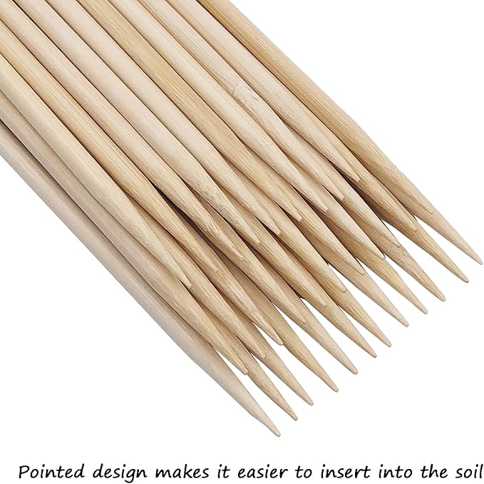 Bamboo Plant Stakes,HAINANSTRY Wood Plant Supports,Natural Bamboo Sticks for Plants/Floral/Potted Plant,Wooden Sign Posting Garden Sticks - 18 Inches 25 Pack