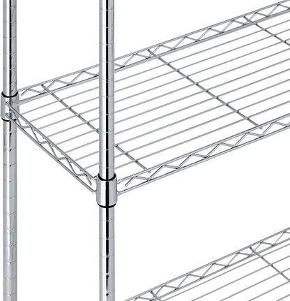 Amazon Basics 5-Shelf Adjustable Heavy Duty Steel Wire Rack, Space Saving Storage Shelving Organizer for Kitchen, Garage, No-Tool Assembly, 350 lbs Weight Capacity, 36" x 14" x 72", Chrome