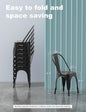 Patio Dining Chairs, Black Metal Farmhouse Stackable Set of 4