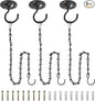 NACETURE Ceiling Hooks for Hanging Plants 3 Pack - Plant Hanger Indoor Hanging Hooks Metal Plant Bracket Iron Lanterns Hangers for Wind Chimes (Black 3 Pack + Chain)