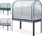 KING BIRD Large Raised Garden Bed with Cover & Netting Galvanized Elevated Planter Box with Legs 48×24×56 in for Backyard, Patio, Balcony, 400lb Capacity, Dark Grey