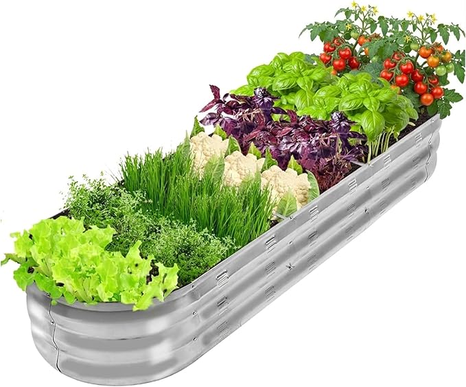GADI 67-Inch Galvanized Raised Garden Bed, Metal Planter Box for Vegetables and Flowers, Large Outdoor Gardening Kit, Easy DIY Assembly, Weather-Resistant & Rust-Proof