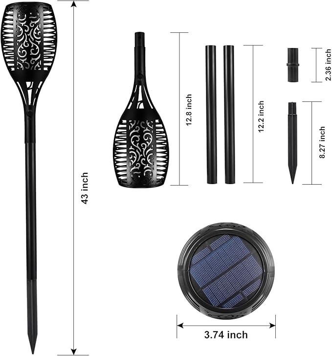 Torch Lights, 43 Inch Solar Plastic with 3 Flame Effects