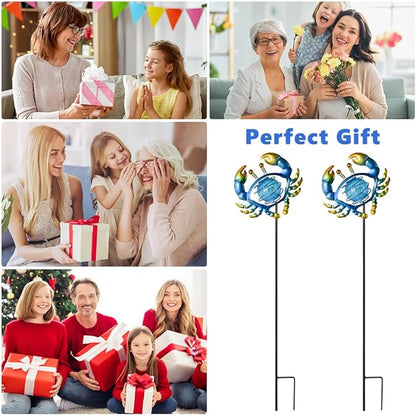 Outdoor Garden Solar Lights,Crab Outdoor Figurine Lights with Stakes,Waterproof Decorative Solar Decor for Patio,Yard,Lawn,Decorative Garden Stakes Present for Mom Women