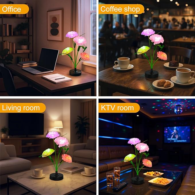 Upgraded Solar Garden Lights, 2 Pack Outdoor Solar Lights, New Round Panel for 40-Hour Runtime, Serve as Outdoor & Indoor Decor, 7-Color Changing Flower Lights, Waterproof for Patio Yard Decoration