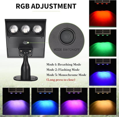 Solar Spot Lights Outdoor, RGB Solar Landscape Spotlights IP65 Waterproof Adjustable Light House Lights Colorful Spot Light for Yard Garden Pathway (2)
