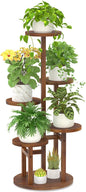 iDavosic.ly 5 Tier Plant Stand Indoor, Tiered Corner Wood Multiple Flower Holder Shelf, Tall Orchid Display Rack for Patio Porch Living Room Balcony Outdoor, Brown
