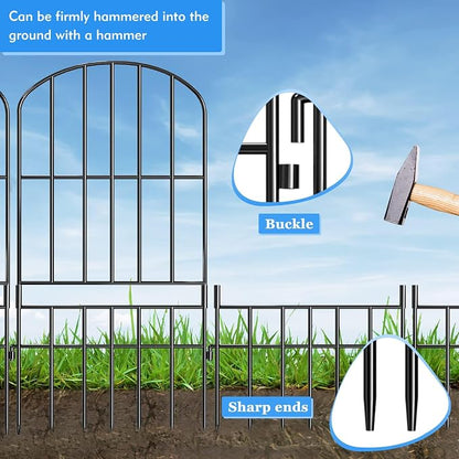 Adavin Animal Barrier Garden Fence, 15 Pack Black 12''L x 25" H no dig Fence - Image 7