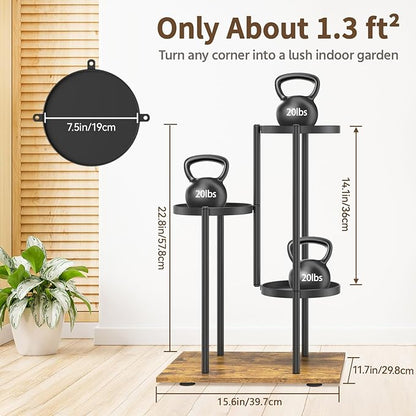 LASZOLA Black 3 Tier Plant Stand Indoor Heavy Duty Metal Planter Flower Holder Rack, Multi Modern Narrow Organizer, Floor Vertical Tower, Spiral Sturdy Decorate for House Bathroom Office Living Room