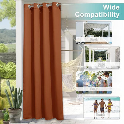 NICETOWN Patio Door Curtains Room Darkening 95" L by 84" W, Thermal Insulated Rustproof Ring Top Blackout Sunlight Reducing Bedroom Indoor Window Drapes for Porch, Mecca Red, Sold by 1 Panel