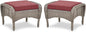 Belord Outdoor Ottomans for Patio Foot Rest - 25 Inch PE Wicker Foot Stool Set of 2 with Removable Cushions for Patio Furniture Sets,All Weather Rattan Ottoman for Balcony Deck Backyard Brown