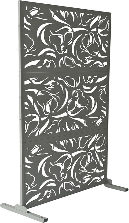 Oakland Living 6 ft. X 4 ft. Grey Freestanding Metal Privacy Screen Room Divider