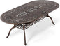 Outdoor Patio Dining Table - All-Weather Cast Aluminum 87" x 28.5“ Oval Patio Table with 2" Umbrella Hole for Balcony Lawn Garden Backyard