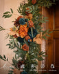 Artificial Flower Garland 6 Ft Eucalyptus and Rose, Dark Teal & Burnt Orange