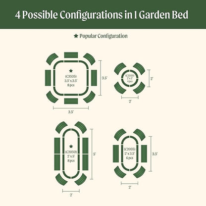 32" Extra Tall Raised Garden Bed Kits, 3.5 x 3.5 x 2.7ft Raised Planter Box Outdoor, 2 x 5 x 2.7ft Deep Root 4 in 1 Modular Metal Raised Beds for Gardening Vegetables Flowers Fruits - Olive Green