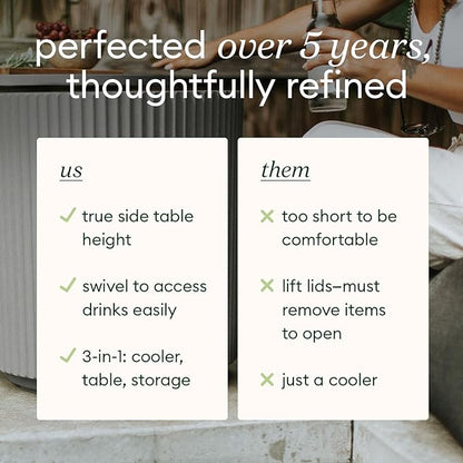 Veradek 21in Outdoor Cooler Side Table, Modern, Stone-Plastic Composite, Gray, Weather Resistant, Made in Canada