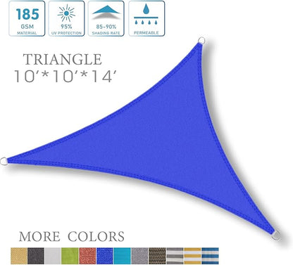 LOVE STORY 10'x10'x14' Right Triangle Sun Shade Sail Canopy UV Block Cover for Outdoor Patio Garden Backyard, Blue