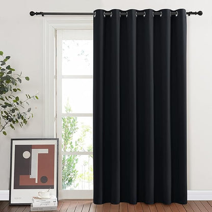 NICETOWN Blackout Curtain for Sliding Door, Patio Door Curtains, Thermal Insulated Wide Drapes/Draperies for Bedroom (Black, 80 by 84 inches)