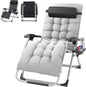 VINGLI 29" Padded Zero Gravity Chair, Lounge Chair with Removable Cushion & Tray， Folding Reclining Patio Chairs， Recliner Chair for Lawn，Indoor Outdoor-Grey
