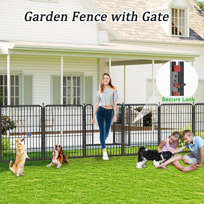 Garden Fence with Gate Metal Fencing Outdoor - Image 2