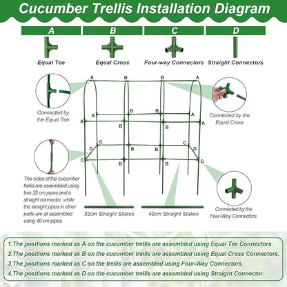 Cucumber Trellis for Raised Bed 51 x 50 Inch U-Shape Garden Trellis for Climbing Plants Outdoors Metal Garden Cucumbers Arch Trellis, Cucumber Plant Support for Tomato, Pea, Zucchini, Vine Flower