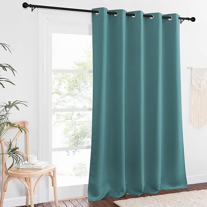 NICETOWN Blackout Curtains 84 Inch Length, Thermal Insulated Curtains for Bedroom Grommet Energy Saving Room Darkening Drapes for Living Room Window, 1 Panel, Sea Teal, 66" W x 102" L