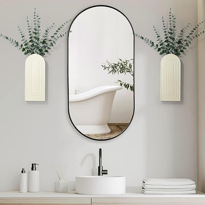Wooden Wall Art Decor: Wall Vases for Indoor Artificial Plants & Flowers, Wood Wall Hanging Planters for Home Decor - Bathroom, Living Room, Bedroom, Patio (White)