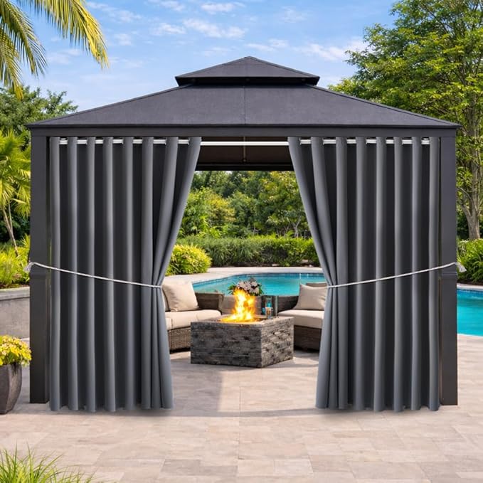 DIVA EN CAMINO DEC Waterproof Outdoor Curtain W105 x L84 - Grommet Top Sunlight Blocking Window Treatment Drapes Blackout Curtains for Home Bedroom Living Room Patio Porch Pergola (2 Panels)