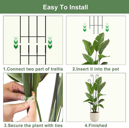 Coomin 32.6in Monstera Plant Support Stakes for Outdoor Plants, Garden Trellis for Climbing Plants, Metal Stakes for Potted Plants Pothos Plant Climber Support, 2P