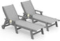 SERWALL Textilene Patio Chaise Lounge Chair Set of 2, 5 Positions Outdoor Lounger with Rolling Wheels for Pool, Deck, Grey